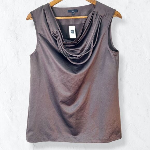 GAP Tops - GAP Gray Silky Sleeveless Tank Top Blouse w/Decorative Corded Scoop Neck Sz 6